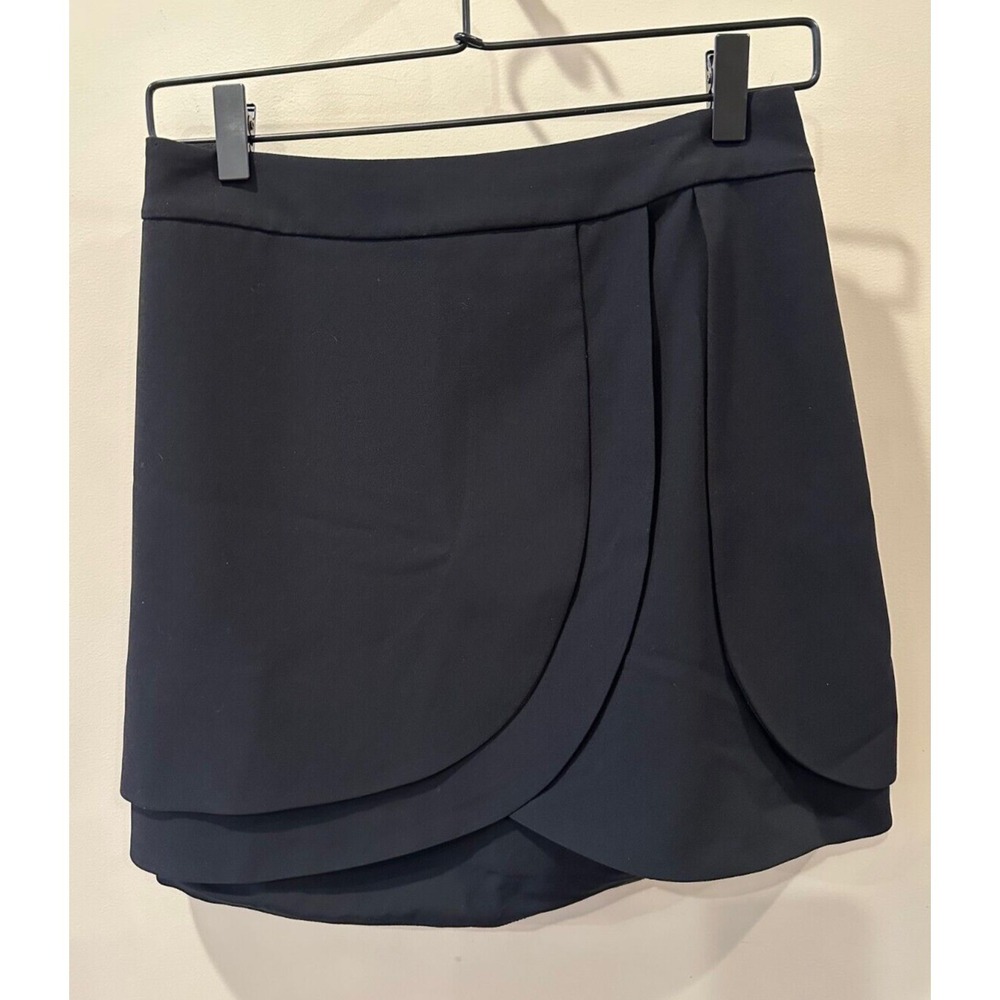 Alice + Olivia Classics Nicolina Layered Tulip Layered Mini Skirt Black Sz 6 Lux